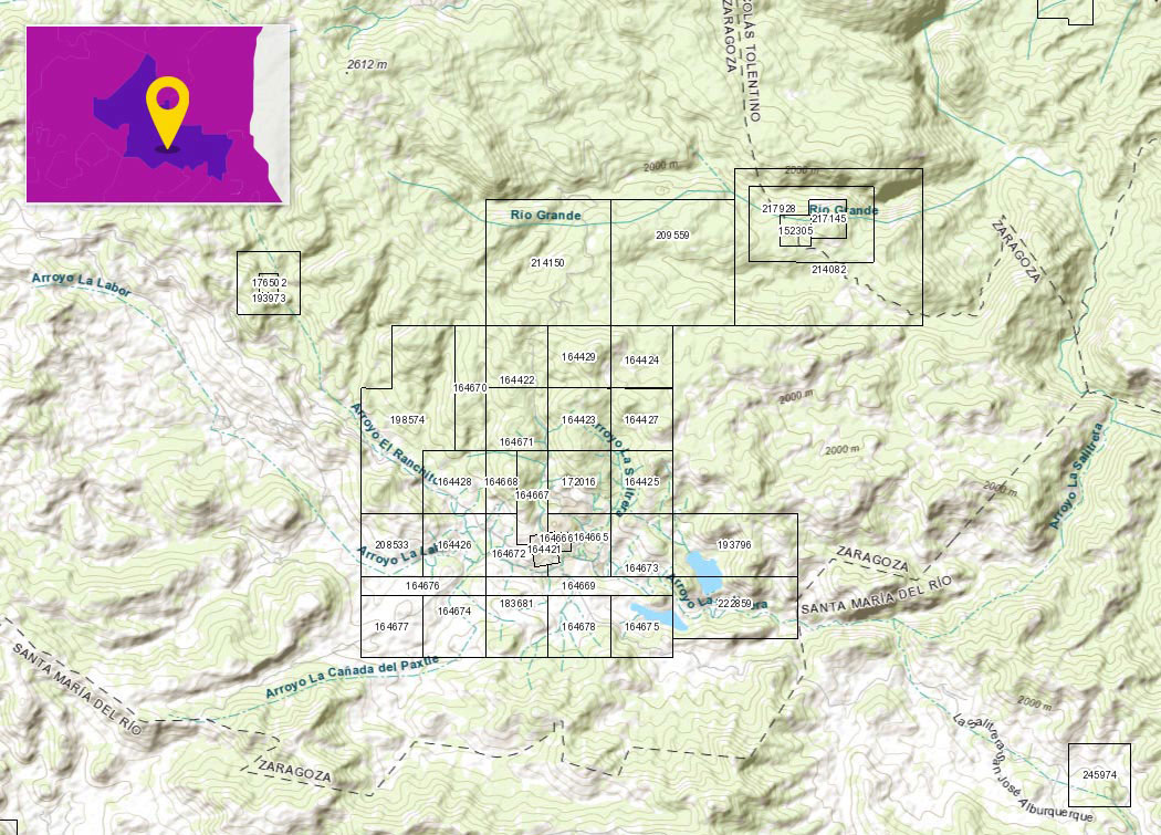 The mining concessions of Koura in La Salitrera. Map courtesy Ministry of Economy (SE).