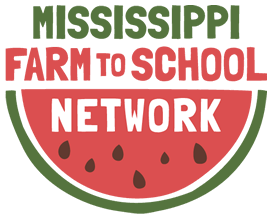 words, Mississippi Farm to School Network, graphic of a watermelon slice